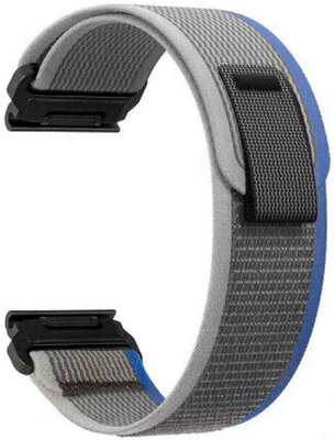 Correa QuickFit 26mm, nylon, gris-azul, velcro (Garmin Fenix 7X/6X/5X, Tactix, etc.)