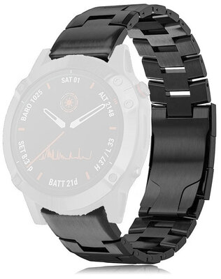 Brazalete de acero inoxidable Ricardo 26mm (para Garmin Fenix 8/7X/6X (51mm), Tactix etc.), negro V2, QuickFit