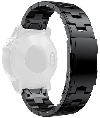 Pulsera de acero Ricardo 26mm (pro Garmin Fenix 8/7X/6X (51mm), Tactix aj.), negro V2, QuickFit