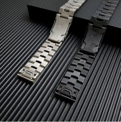 Brazalete de acero inoxidable Ricardo 26mm (para Garmin Fenix 8/7X/6X (51mm), Tactix etc.), plateado V1, QuickFit