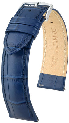 Correa de piel azul oscuro Hirsch Duke S 01028380-2 (Teletina)