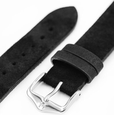 correa de cuero Hirsch Serro L 05564050-2, negro, ante, Limited Edition, longitud L, Quick Release