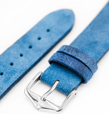 correa de cuero Hirsch Serro L 05564080-2, azul, ante, Limited Edition, longitud L, Quick Release