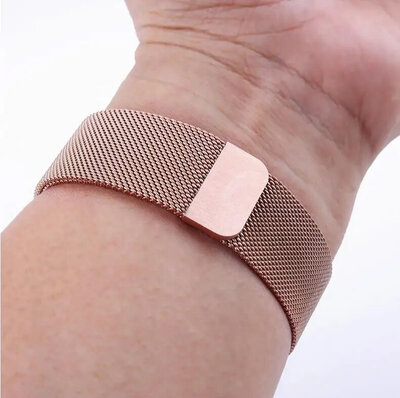 brazalete de acero inoxidable Ricardo 20mm (para Garmin Fenix 8/7S/6S (43mm), etc.), rosa dorado, de malla milanesa, QuickFit