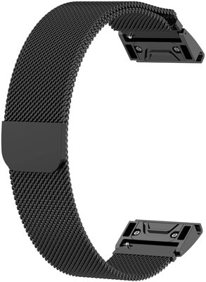 Pulsera de acero Ricardo 22 mm (para Garmin Fenix 7/6/5, Epix 2, MARQ, etc.), negra, QuickFit