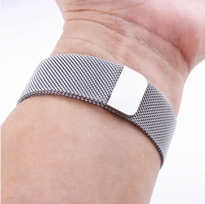brazalete de acero inoxidable Ricardo 22mm (para Garmin Fenix 8/7/6 (47mm), Epix 2 etc.), plateado, de malla milanesa, QuickFit
