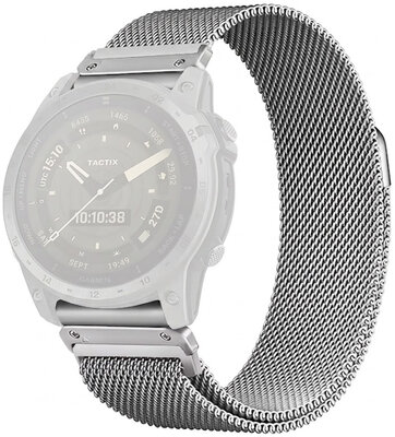 brazalete de acero inoxidable Ricardo 22mm (para Garmin Fenix 8/7/6 (47mm), Epix 2 etc.), plateado, de malla milanesa, QuickFit