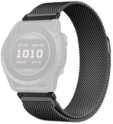 Pulsera de acero Ricardo 26mm (pro Garmin Fenix 8/7X/6X (51mm), Tactix aj.), negro, QuickFit