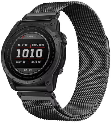 Pulsera de acero Ricardo 26mm (pro Garmin Fenix 8/7X/6X (51mm), Tactix aj.), negro, QuickFit