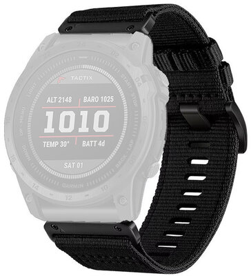 Correa textil Ricardo 22mm (pro Garmin Fenix 8/7/6 (47mm), Epix 2 aj.), negro, QuickFit