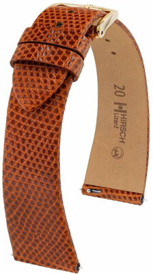 Correa de piel Hirsch Lizard M 01866170-1, marrón, piel de lagarto