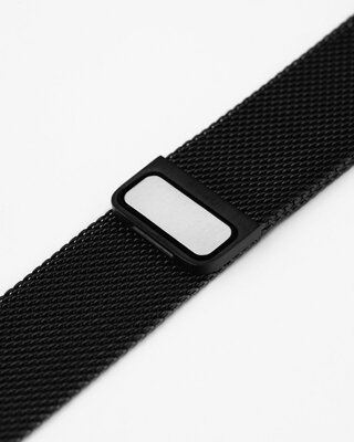Brazalete de acero inoxidable Hirsch Milanaise L 30161450-5, negro, magnético, longitud L, Quick Release