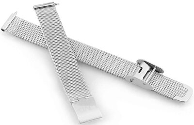 Correa de metal JVD RJ-TS67 17mm, plata, milanesa