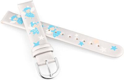 Correa de piel JVD RJ7223.2 14mm, plata, niños
