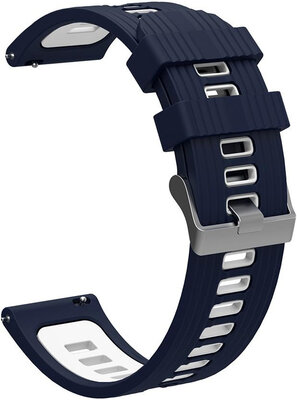 Ricardo Correa de silicona 22mm (para Garmin Venu, Forerunner 255, Vívoactive 4, etc.), azul y blanco V1, cierre rápido