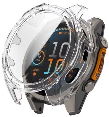 Funda protectora (para Garmin Fenix 8, 43 mm), plástico, transparente + cristal