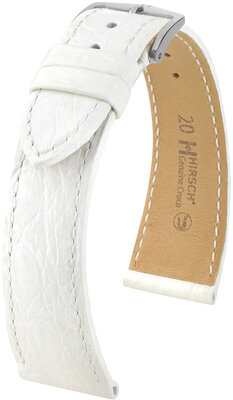 Correa de piel Hirsch Genuine Croco 18900800-2, blanco, piel de cocodrilo, Quick Release