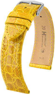 Correa de piel Hirsch Genuine Croco 18900872-2, amarillo, piel de cocodrilo, Quick Release