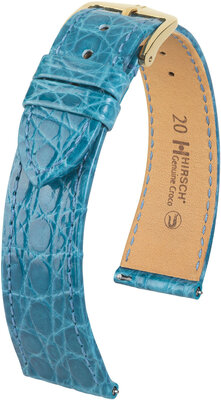 Correa de piel Hirsch Genuine Croco 18900883-7, azul, piel de cocodrilo, Quick Release