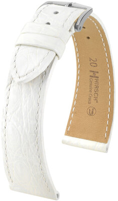 Hirsch Genuine Croco Leather Strap L 18920800-2, blanco, piel de cocodrilo, longitud L, cierre rápido