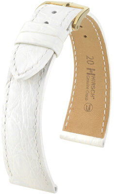 Hirsch Genuine Croco Leather Strap L 18920800-7, blanco, piel de cocodrilo, longitud L, cierre rápido