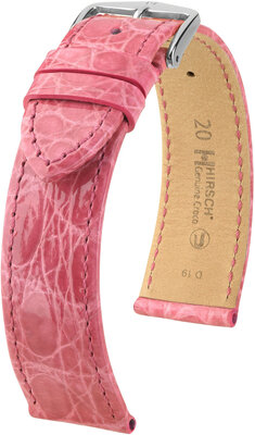 Hirsch Correa de piel de cocodrilo auténtica L 18920825-2, rosa, piel de cocodrilo, longitud L, cierre rápido