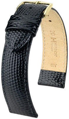 Correa de piel Hirsch Rainbow L 12322650NQ-1, negra, piel de becerro, longitud L