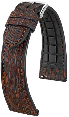 Correa de piel sintética Hirsch Bark 0935045115-2, marrón, Quick Release