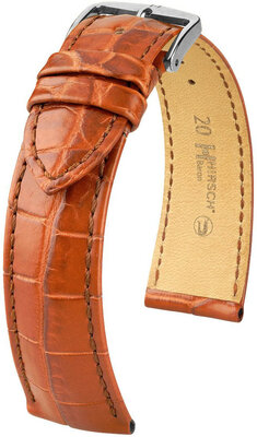 Correa de piel Hirsch Baron L 08404079-2, naranja, piel de cocodrilo, longitud L