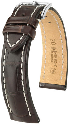 Correa de piel Hirsch Capitano L 04807019-2, marrón, piel de caimán, longitud L, cierre rápido