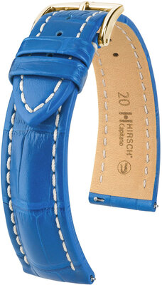 Correa de piel Hirsch Capitano L 04807085-1, azul, piel de caimán, longitud L, cierre rápido