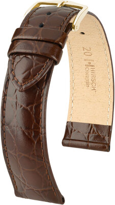 Correa de piel Hirsch Crocograin 12302810NQ-1, marrón, teletina