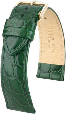 Correa de piel Hirsch Crocograin 12302840NQ-1, verde, teletina