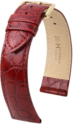 Correa de piel Hirsch Crocograin 12302860NQ-1, rojo, teletina