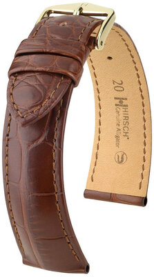Correa de piel Hirsch Genuine Alligator L 10220719NQ-1, marrón, piel de caimán, longitud L