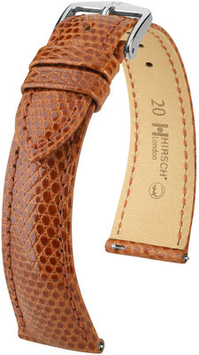 Correa de piel Hirsch London 04366170-2, marrón, piel de lagarto, Quick Release