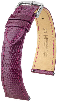 Correa de piel Hirsch London 04366187-2, morado, piel de lagarto, Quick Release
