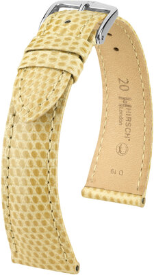 Correa de piel Hirsch London 04366190-2, beige, piel de lagarto, Quick Release