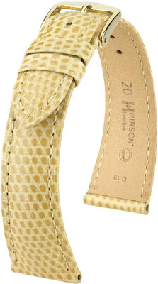 Correa de piel Hirsch London 04366190-7, beige, piel de lagarto, Quick Release