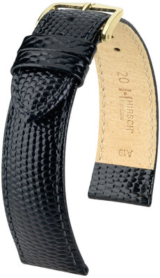 Correa de piel Hirsch Rainbow 12302650NQ-1, negro, teletina