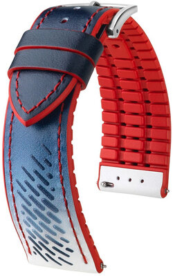 Correa de piel Hirsch Soccer L 0922002080-2, azul, piel de becerro, longitud L, cierre rápido