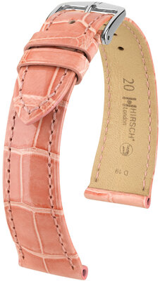 Correa de piel Hirsch London 04307123-2, rosa, piel de aligátor, Quick Release