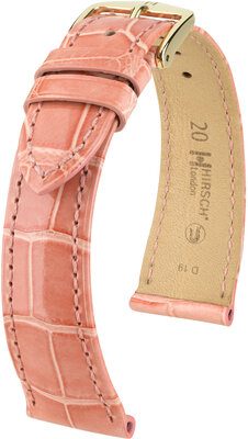 Correa de piel Hirsch London 04307123-7, rosa, piel de aligátor, Quick Release