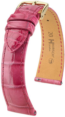 Correa de piel Hirsch London 04307124-7, rosa, piel de aligátor, Quick Release