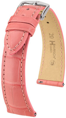 Correa de piel Hirsch London 04307125-2, rosa, piel de aligátor, Quick Release