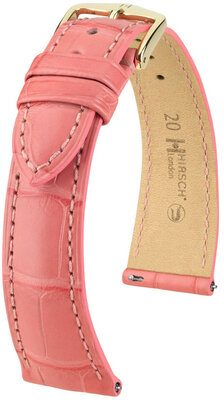 Correa de piel Hirsch London 04307125-7, rosa, piel de aligátor, Quick Release
