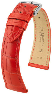 Correa de piel Hirsch London 04307129-2, rojo, piel de aligátor, Quick Release