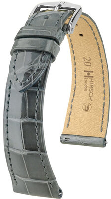 Correa de piel Hirsch London 04307130-2, gris, piel de aligátor, Quick Release