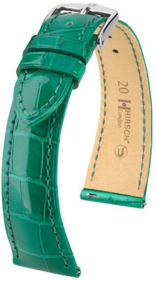 Correa de piel Hirsch London 04307140-2, verde, piel de aligátor, Quick Release