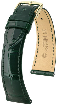 Correa de piel Hirsch London 04307141-7, verde, piel de aligátor, Quick Release